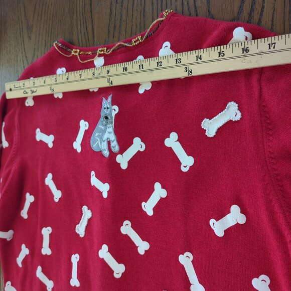 Berek Vintage Red Sweater Cardigan Women’s XL Embroidered Dog and Bone Beaded - Picture 14 of 16